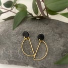 Half circle polymer clay and brass earrings 
