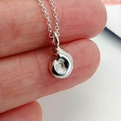 Fine Silver Ammonite Pendant handmade gift for her ready to post