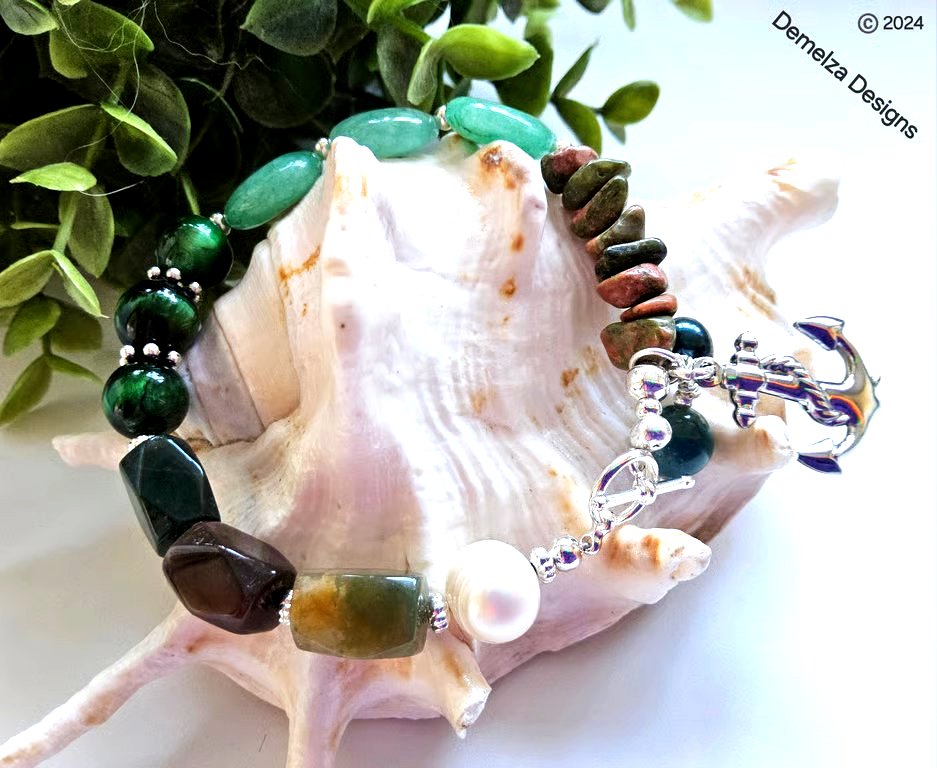  Multigemstone Chakra Designer Charm Bracelet 