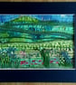 Textile picture with fabric and embroidery  - Image 1