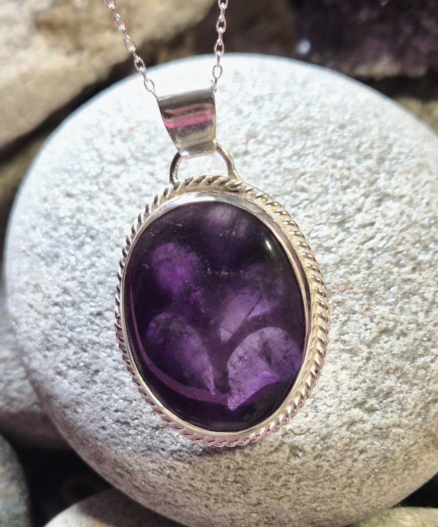 Handmade sterling silver and amethyst pendant 