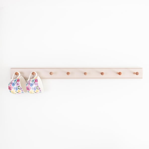 Shaker Peg Rail in Elephants Breath, Mug Rack, Coat Hooks, Kitchen Peg Rail, Pai