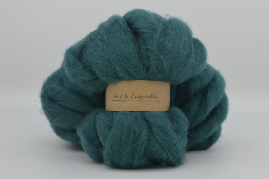 Teal Carded Corriedale wool fibre