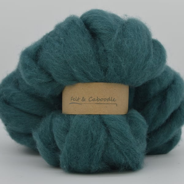 Teal Carded Corriedale wool fibre