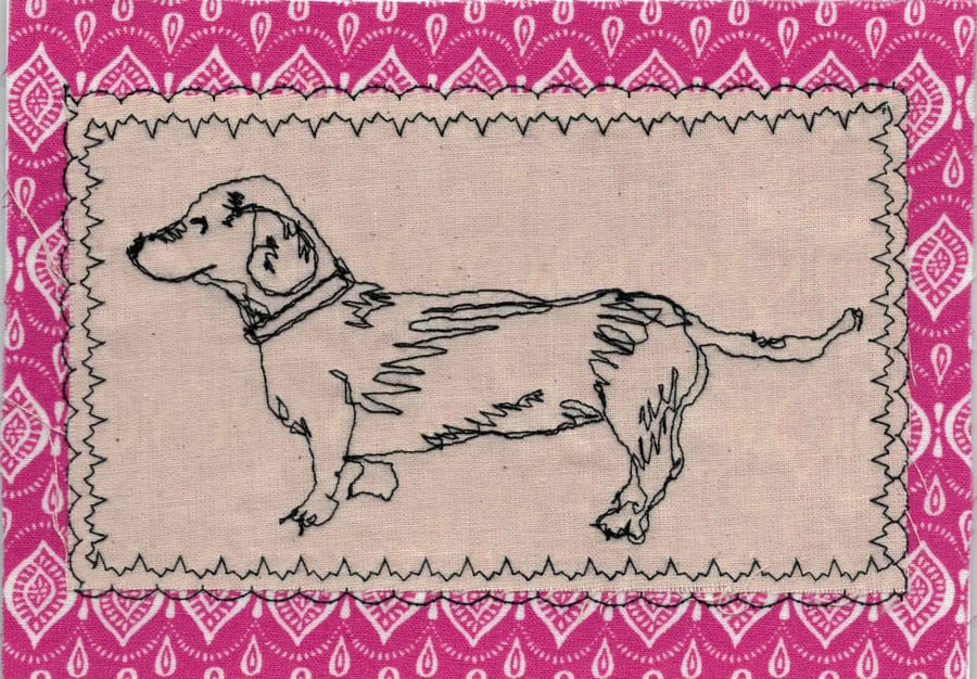 Dashing dachshund card