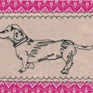 Dashing dachshund card