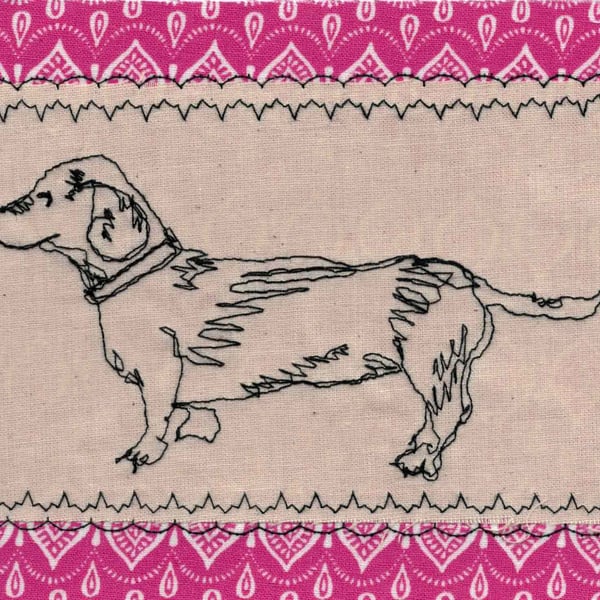 Dashing dachshund card