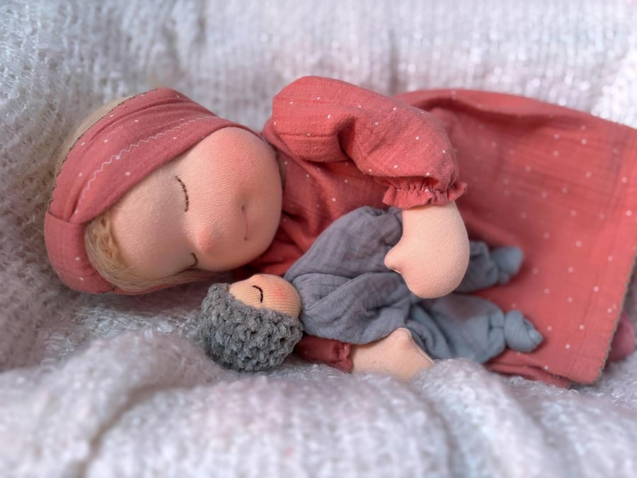 16” Waldorf inspired weighted baby with magnetic dummy 