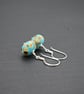 lampwork glass turquoise raku earrings - Image 3