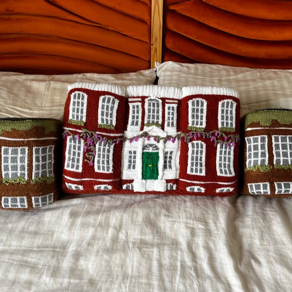 Ranger’s house knitted artwork cushion 