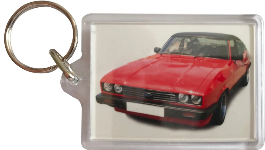 Ford Capri Mk3 1600 1981 - Keyring with 50x35mm Insert - Car Fan