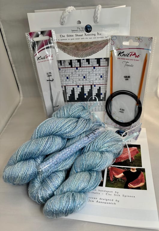 Silk Shawl Knitting Kit 'The Silkie Shawl' Colour: Delphinium