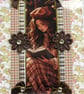 Book Reading Girl - Hand Crafted Decoupage Greeting Card - Blank 3411