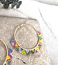 Colorful Beaded Hoop Earrings - Handmade Seed Bead Hoops - Image 3