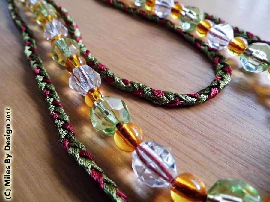 Ribbon & Bead Necklace with Magnetic Clasp