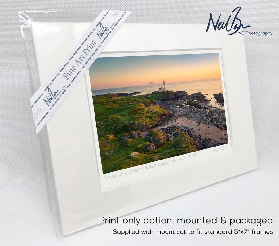 Turnberry Lighthouse, Golf Course and Ailsa Craig - A6 (7"x5") Unframed Print