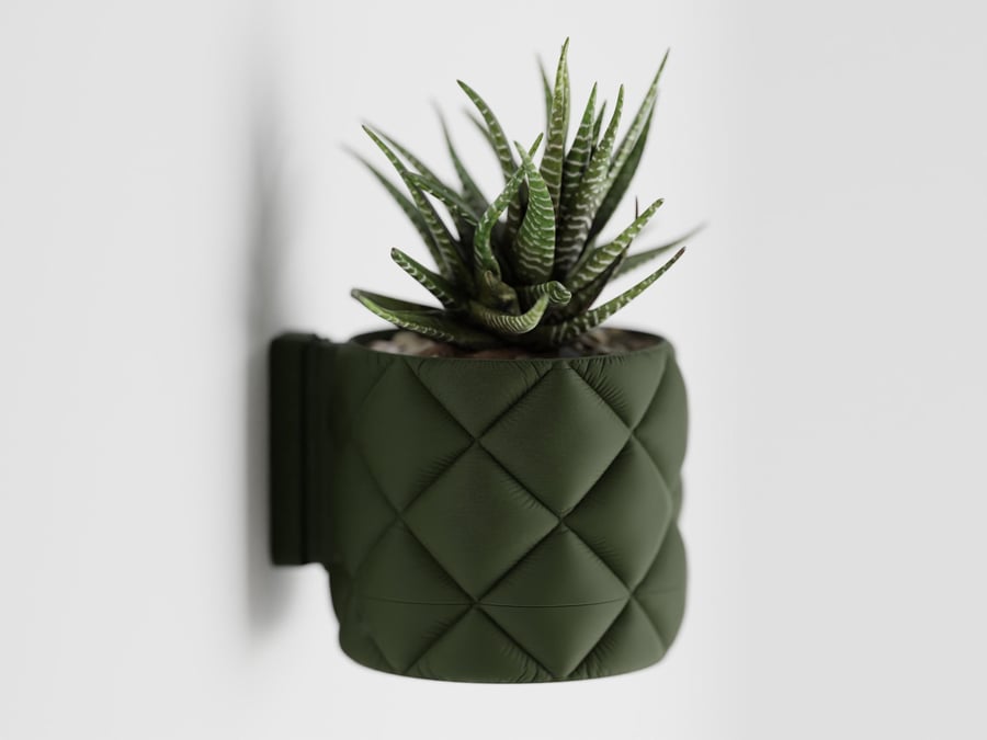 Quilted Wall Planter Wall Mount Drip Tray Modern Boho Plant Decor Inflated