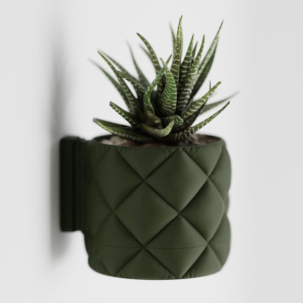 Quilted Wall Planter Wall Mount Drip Tray Modern Boho Plant Decor Inflated