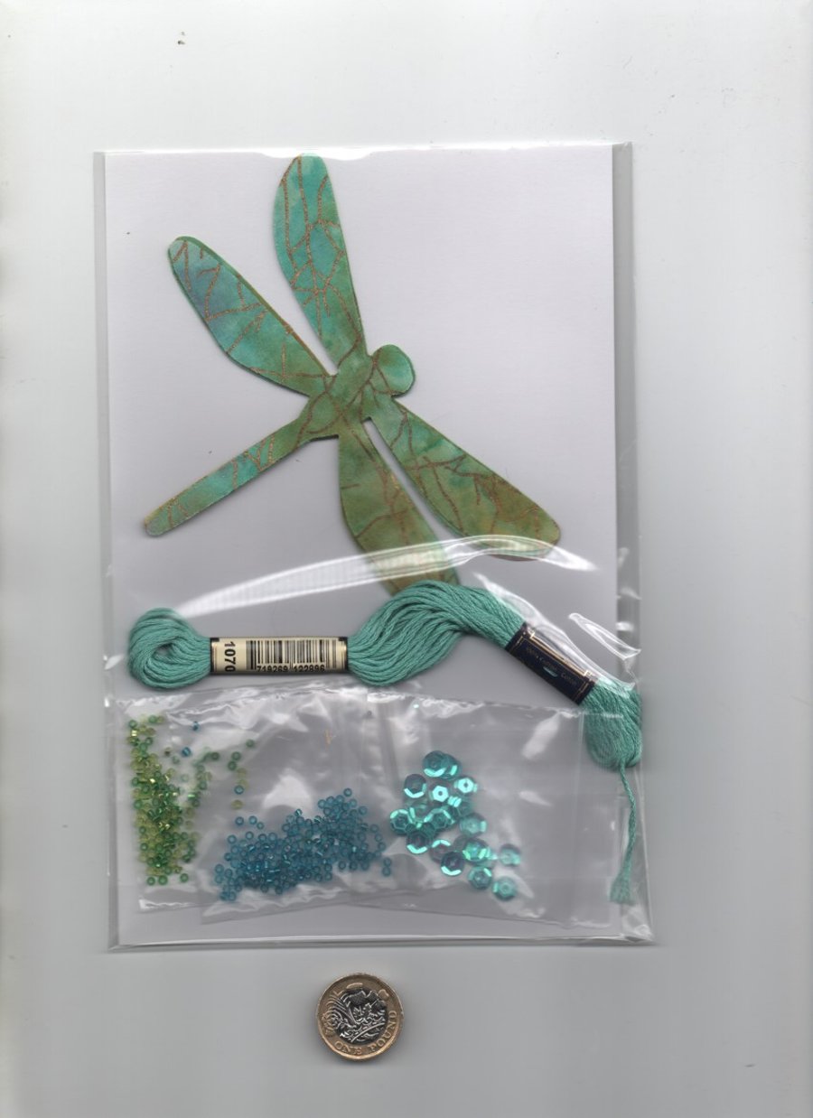 ChrissieCraft creative sewing KIT - 4 embellished DRAGONFLIES for APPLIQUE