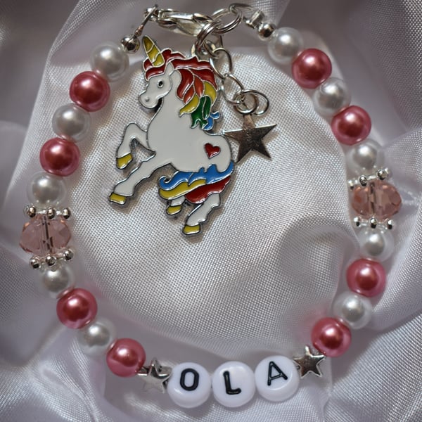 Personalised Charm Bracelet Unicorn Charm Gift Boxed