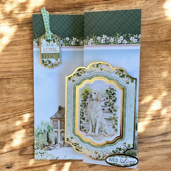 Loyal Friend Vintage Dog Card. Zig Zag Handmade Greeting Card for a Dog Lover