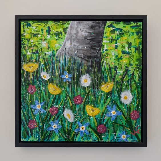 Woodland Flowers Original Painting Framed