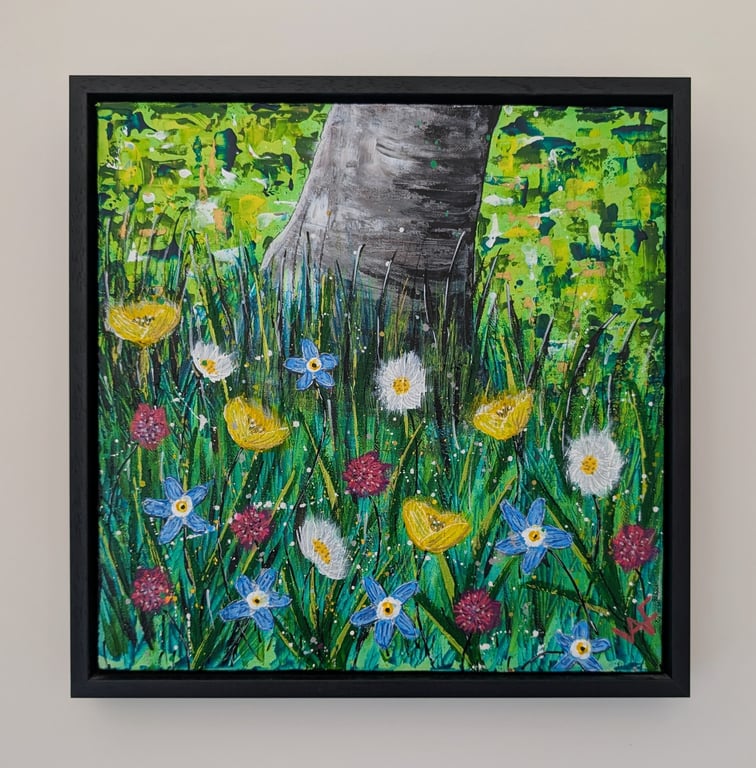 Woodland Flowers Original Painting Framed