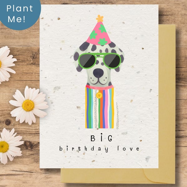 Plantable Dog Birthday Card, Eco Friendly Seed Paper Card, Handmade in the UK