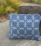 Vintage Welsh wool and reclaimed denim coin purse small pouch