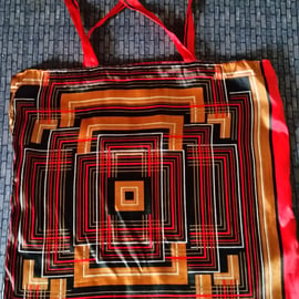 Vintage headscarf -  Shopping or Tote Bag - Geometric Squares