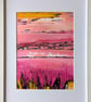 'Warm Pink Landscape' Vividly Coloured Original A4 Framed Painting - Image 2