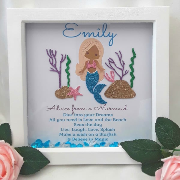 Personalised Mermaid Frame,Mermaid Gift,Customised Mermaid Frame