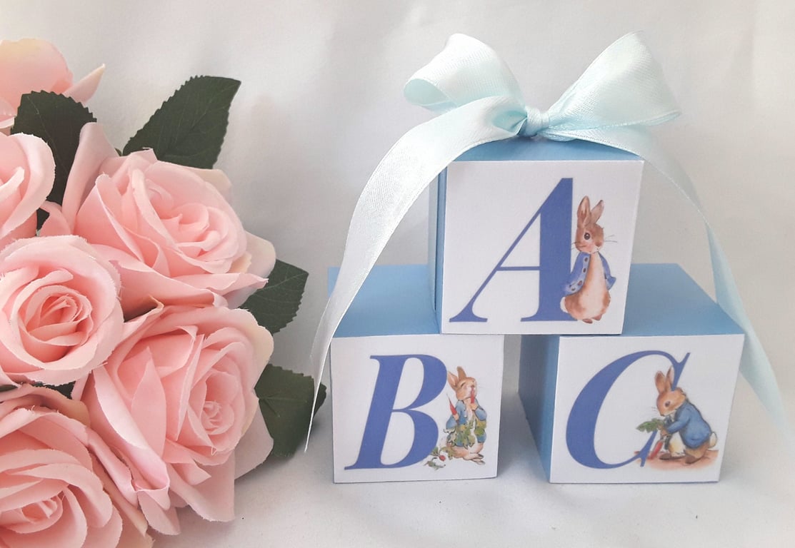 ABC Peter Rabbit Wood Blocks,Alphabet Blocks,Nursery Decor,Beatrix Potter Blocks