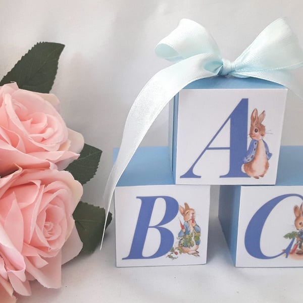 ABC Peter Rabbit Wood Blocks,Alphabet Blocks,Nursery Decor,Beatrix Potter Blocks