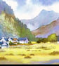 Cottages, Nant Peris, North Wales, Watercolour Print in 14 x 11'' Mount.  - Image 1