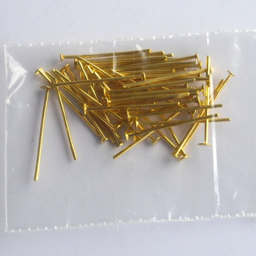 50 x 20 mm Gold Plated Head Pins