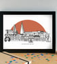 Poole Landmarks Skyline Art Print - Image 3