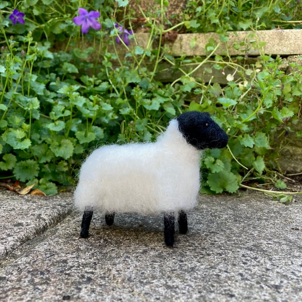 Mini sheep needle felt sculpture,  model, black faced sheep