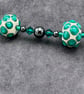 Cream and emerald green lampwork glass Swarovski Crystal and haematite necklace - Image 6