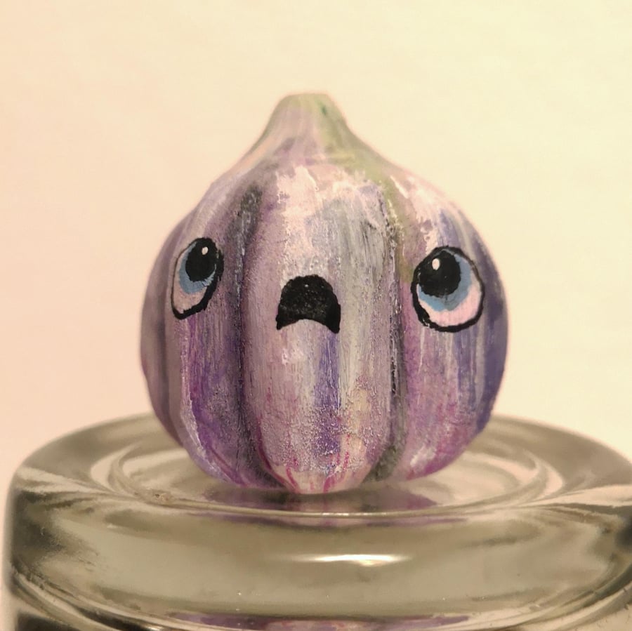 Hand carved and painted Claude the garlic - One of a kind gift!