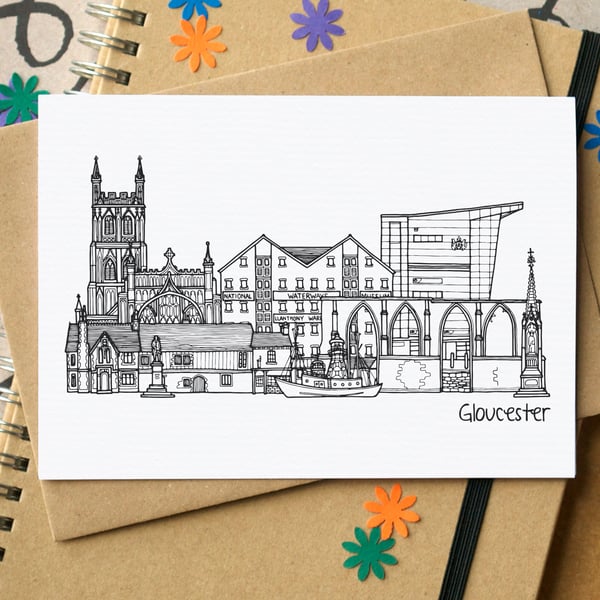 Gloucester Skyline Greetings Card