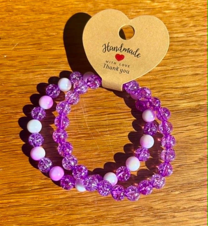 Handmade Set of 2 Beaded Bracelets – Colourful Summer & Holiday Accessories