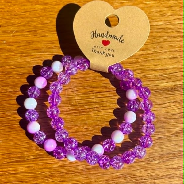 Handmade Set of 2 Beaded Bracelets – Colourful Summer & Holiday Accessories