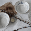 Handmade rustic ceramic bowl with rabbits hares for breakfast lunch dinner 