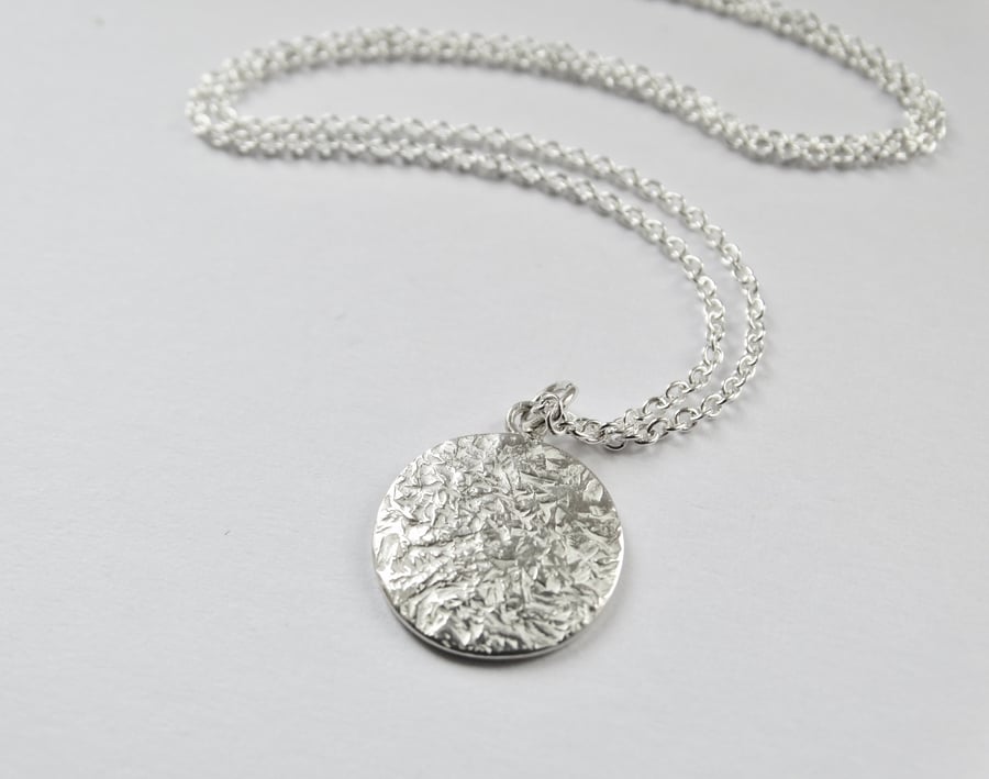Sterling silver disc pendant - Winter Solstice