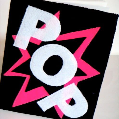BLACK AND PINK 'POP' FELT COVERED NOTEBOOK/JOURNAL