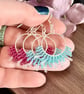 Cerise Pink or Ice Blue Beaded Hoop Fringe Earrings - Image 2