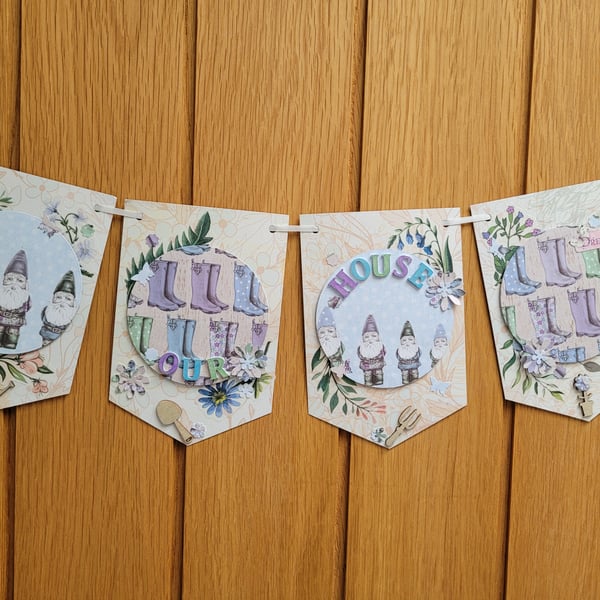 Our house pastel pennant bunting flag banner - postage included in price 