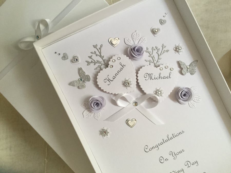 Personalised Handmade Wedding Day Card Gift Boxed Son Daughter Any Anniversary 