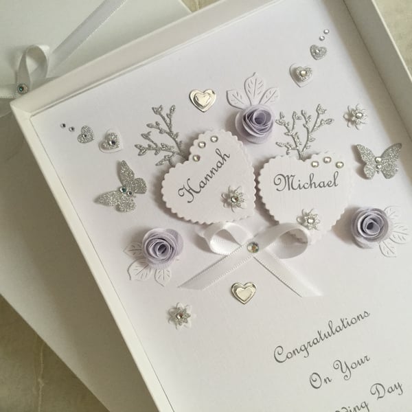 Personalised Handmade Wedding Day Card Gift Boxed Son Daughter Any Anniversary 